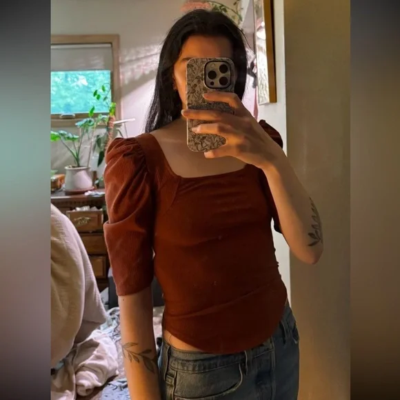 free people | puff sleeve cropped top - Picture 2 of 2